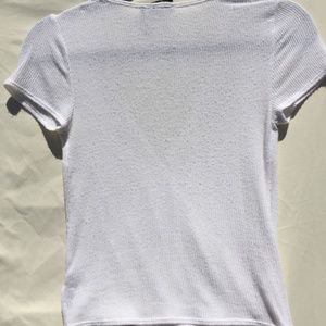 Urban Outfitters Tops - White Short Sleeve Ribbed Crop Top Urban Outfitters Tops - White Short Sleeve Ribbed Crop Top